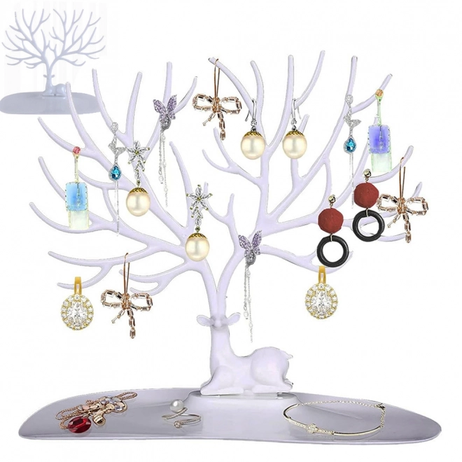 Support à bijoux en forme d'arbre avec espace de rangement