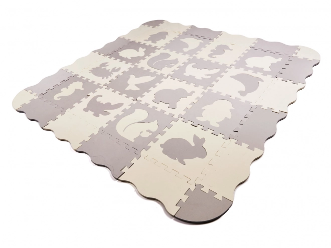 Puzzle mousse beige contrastée avec animaux