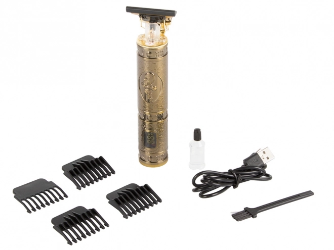 Tondeuse électrique dorée pour barbe et cheveux
