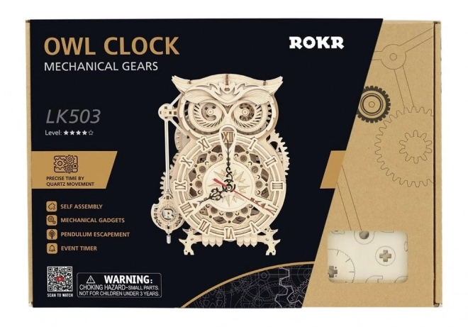 Sova - Horloge à pendule à piles - Kit de construction en bois 3D