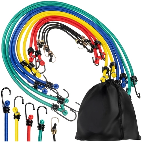 Sangles de bagages élastiques avec crochets, 12 pcs