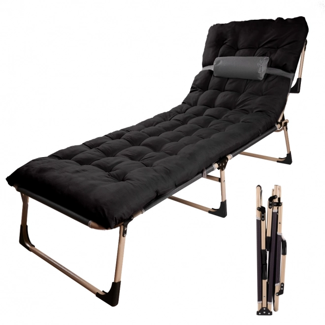 Lit de camping pliant 193 cm noir