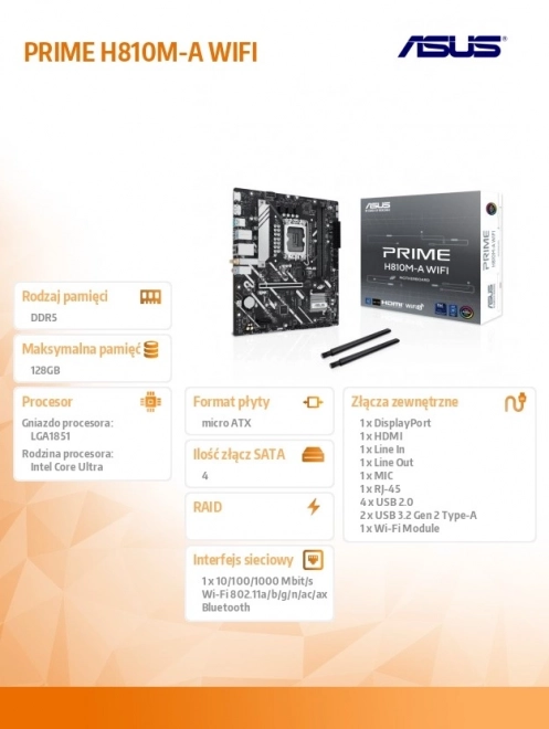 Carte mère ASUS PRIME H810M-A WiFi mATX avec USB-C et DDR5