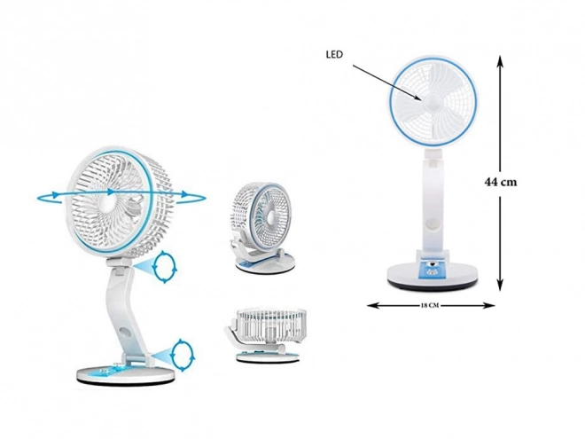 Ventilateur pliable portable avec lumière LED et chargement USB