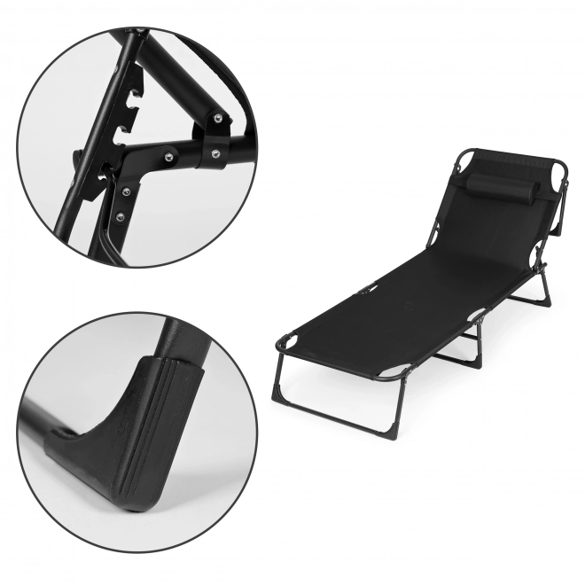 Chaise longue de jardin avec coussin noir MultiGarden
