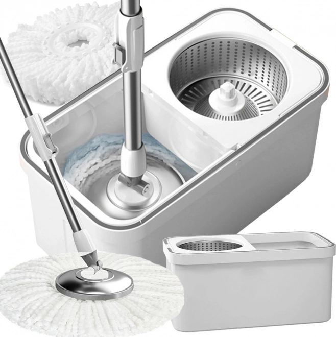 Serpillière Rotative 360 Spin Turbo avec 2 Tampons en Microfibre
