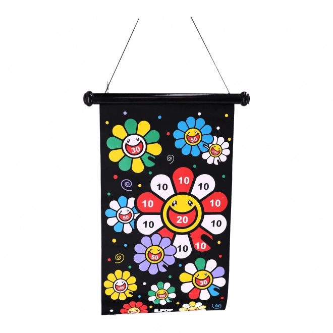 Target magnétique, réversible avec fléchettes - fleur colorée