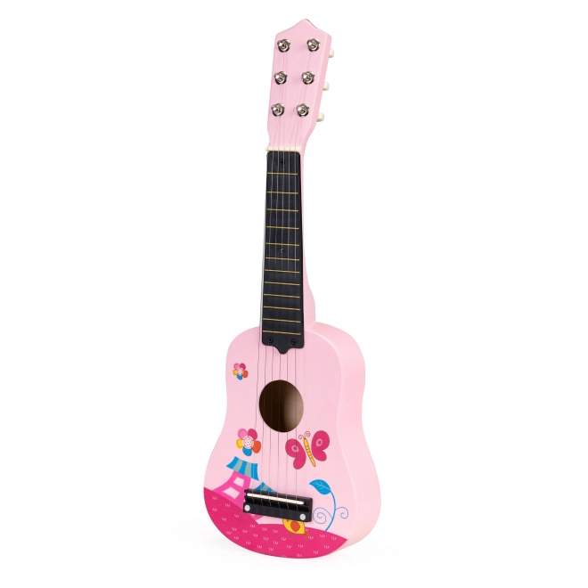 Guitare en bois pour enfants, cordes métalliques, rose ECOTOYS