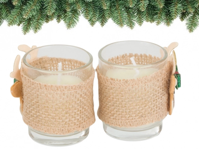 Bougies parfumées en verre avec motif de rennes, ensemble de 2 pcs
