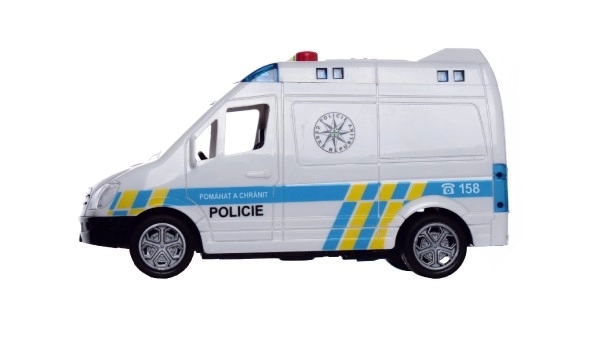 Voiture de police en plastique 15 cm à friction à piles avec son et lumière en boîte 19x13x9 cm
