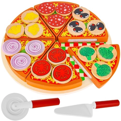 Pizza en bois avec velcro pour enfants