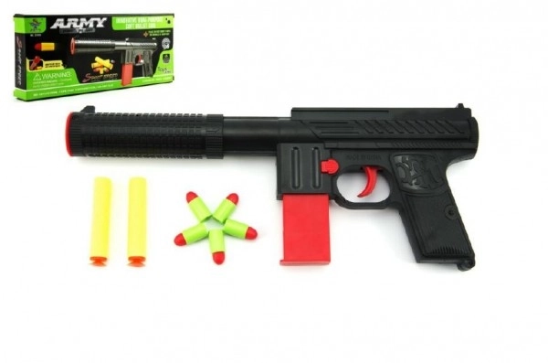 Pistolet à fléchettes en mousse 2pcs + fusil à bouchons 5pcs plastique 30cm en boîte