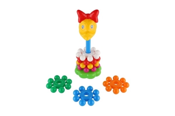 Puzzle pyramide avec anneaux en plastique 26cm dans un filet 12m+