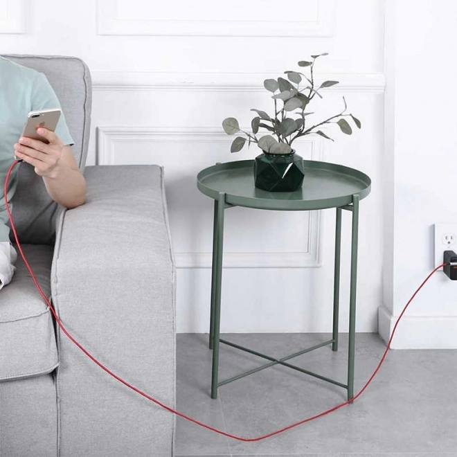 Câble USB en nylon rouge - Lightning 2m avec angle de 90 degrés