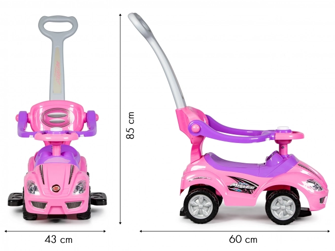 Trotteur enfants 3 en 1 avec klaxon - rose