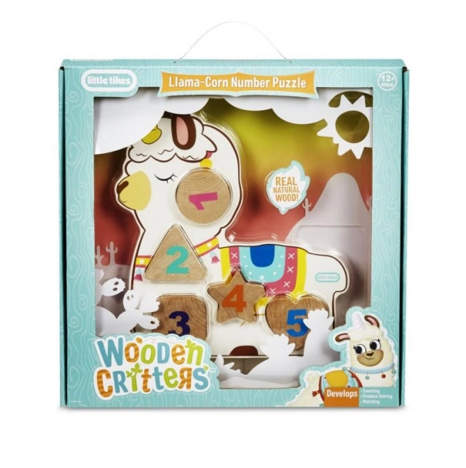 Puzzle en bois Little Tikes avec chiffres - Licorne, Dinosaure, Lama