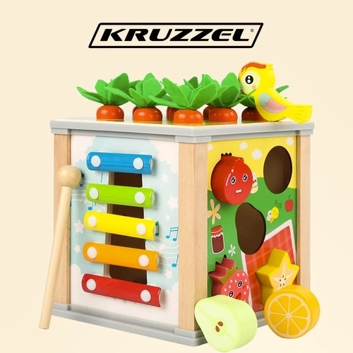 Cube éducatif en bois 5 en 1 pour enfants
