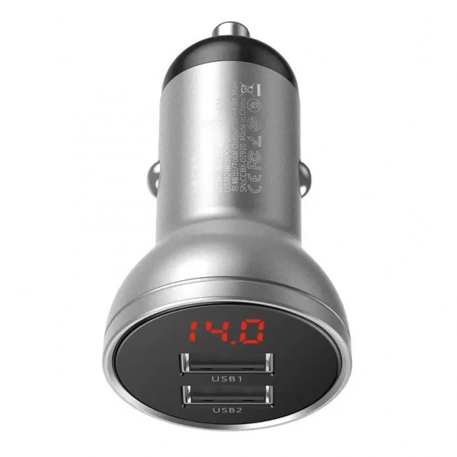 Chargeur de voiture Baseus avec 2 ports USB et écran LED