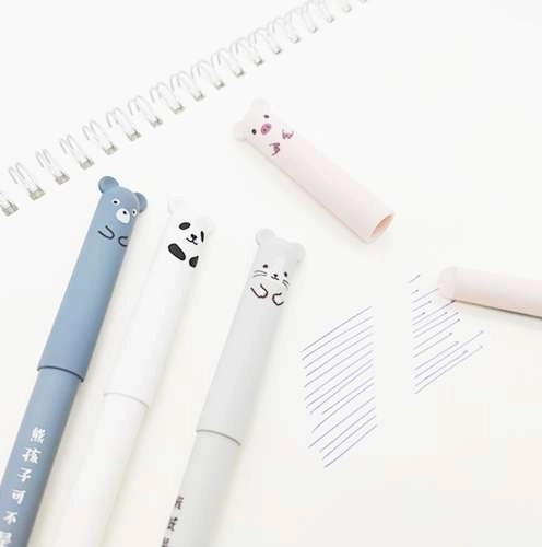 Stylos effaçables avec animaux - 4 pièces