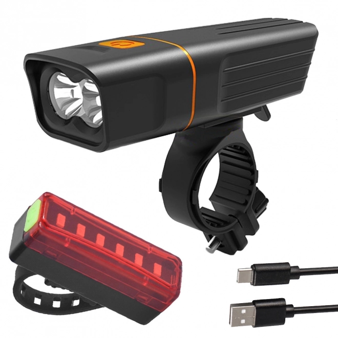 Ensemble de lumières LED avant et arrière pour vélo avec chargement USB