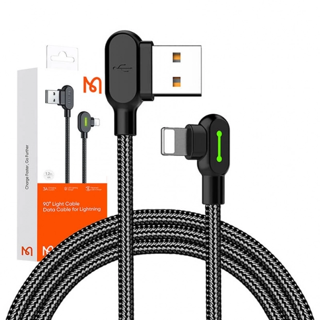 Câble USB Lightning Mcdodo CA-4671 à angle LED, 1,2 m (noir)