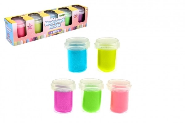 Pâte à modeler pailletée, 5 x 56g - emballage tchèque