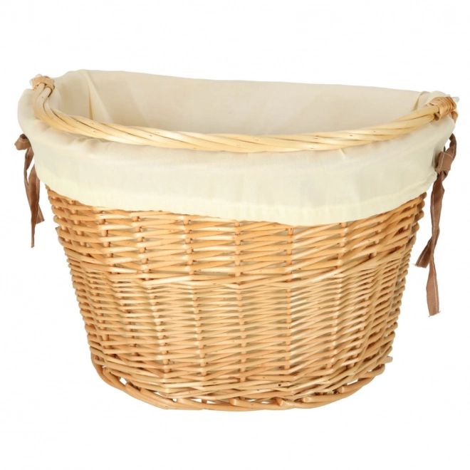 Panier en osier pour vélo avec doublure en tissu blanc
