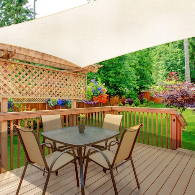 Voile d'ombrage carré beige avec capote imperméable ModernHome – 4 x 4 m