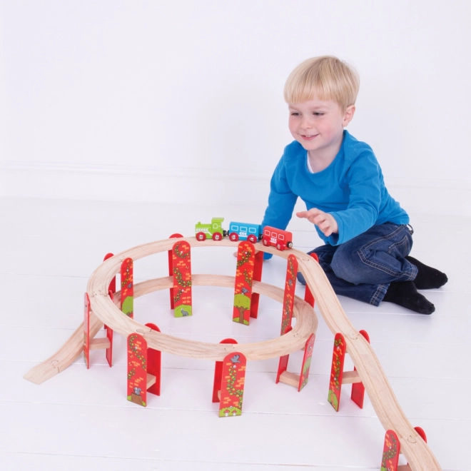 Bigjigs Rail ensemble de rails en bois à niveaux multiples