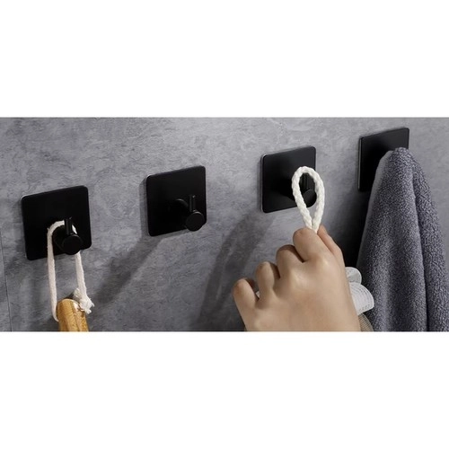 Crochet de salle de bain auto-adhésif loft noir