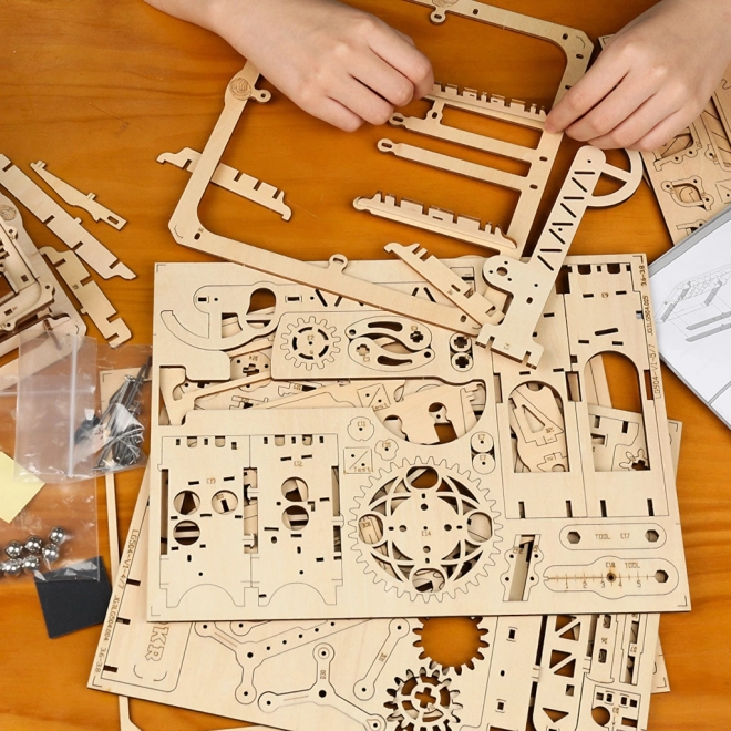 Trappes Équipe de Billes en Marbre - Piste de Billes - Kit de Construction en Bois 3D