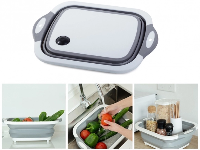 Égouttoir pliable en silicone avec planche à découper