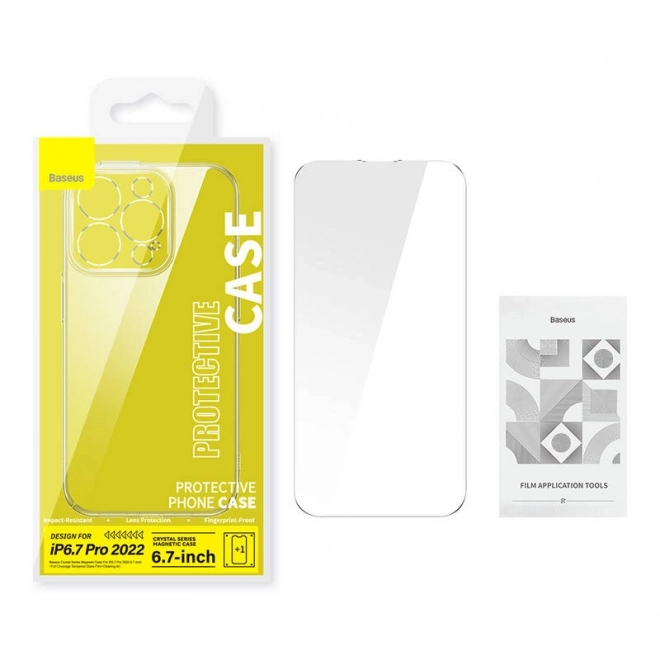Baseus Crystal étui magnétique transparent et verre trempé pour iPhone 14 Pro Max