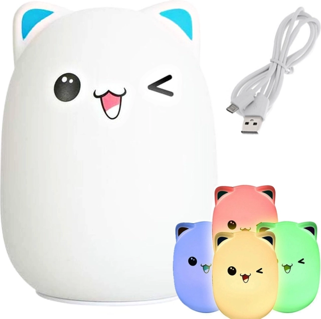 Veilleuse LED pour enfants Chat RGB tactile