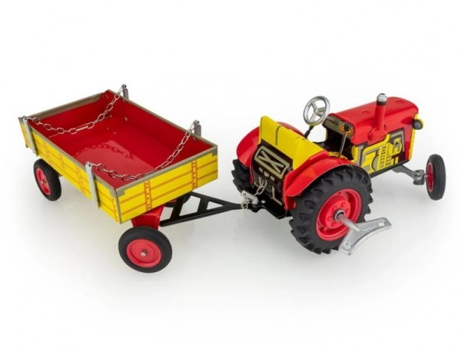 Tracteur Zetor avec remorque rouge à clé métal 28cm Kovap en boîte