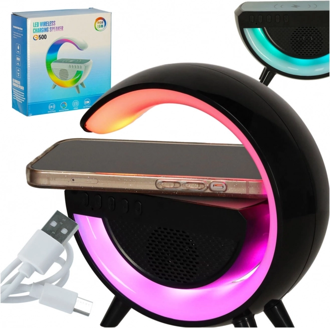 Lampe LED RGB avec chargeur sans fil et haut-parleur noir