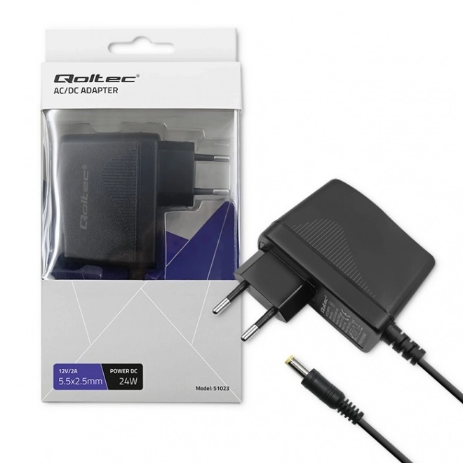 Adaptateur secteur à prise Qoltec 24W 12V 2A 5.5x2.5