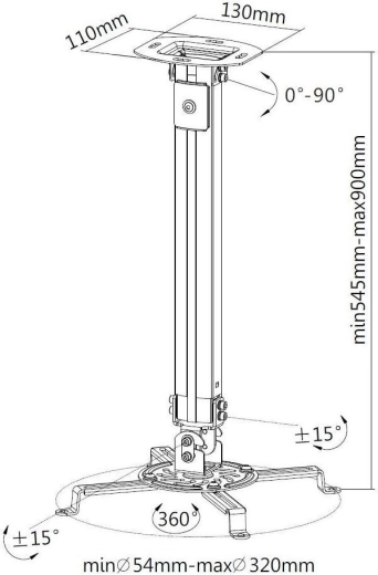 Bras télescopique 55–90 cm