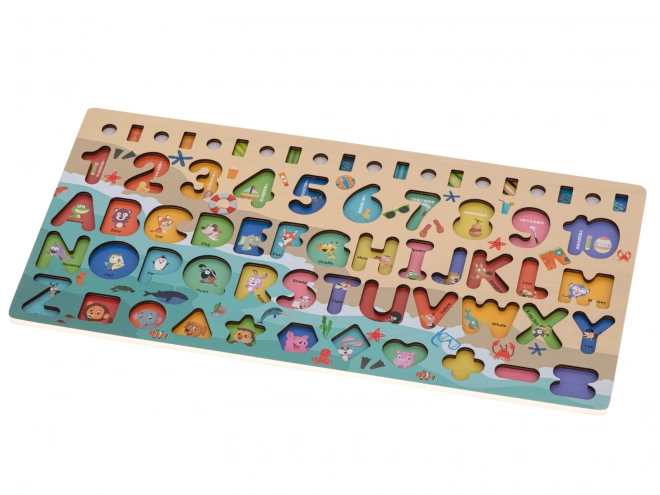 Abaque en bois - chiffres, lettres, formes et animaux