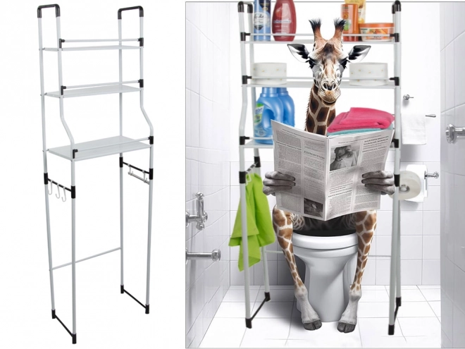 Étagère de salle de bain avec organiseur et trois étagères