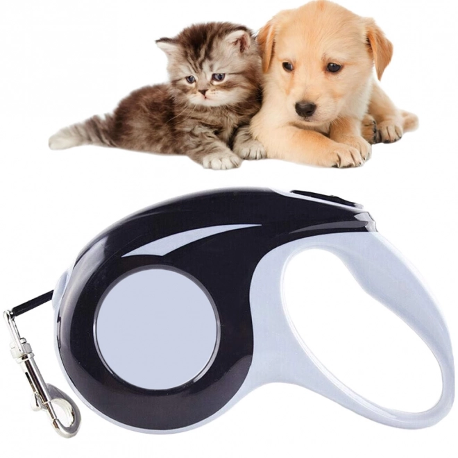 Harnais automatique pour chien avec verrouillage 5 m 15 kg – Blanc-noir