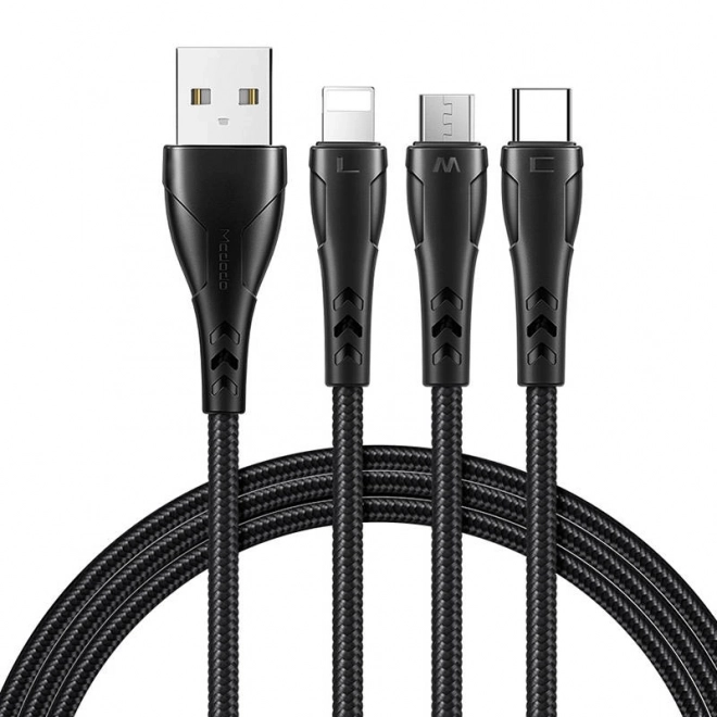 Câble 3en1 USB vers USB-C / Lightning / Micro USB, Mcdodo CA-6960, 1,2 m (noir)
