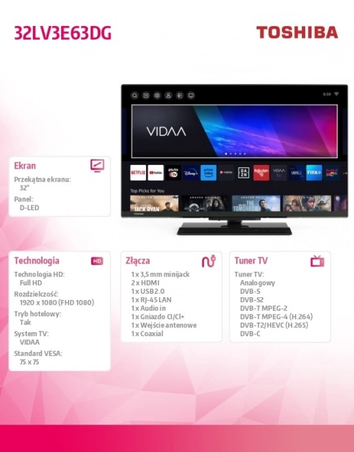Téléviseur LED 32 pouces TOSHIBA