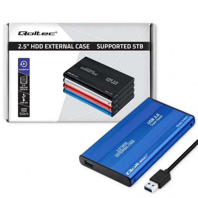 Boîtier externe pour HDD/SSD 2,5" SATA3 USB 3.0 Bleu