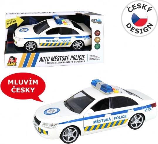 Voiture de police urbaine avec voix tchèque et gyrophare