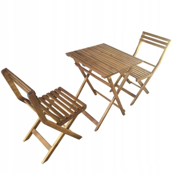 Ensemble de meubles de jardin en bois d'acacia – table et 2 chaises