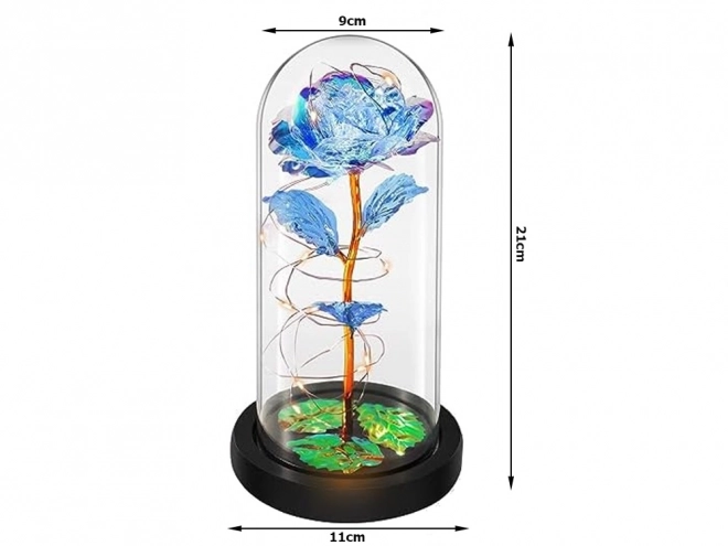 Rose éternelle dans un dôme en verre avec éclairage LED