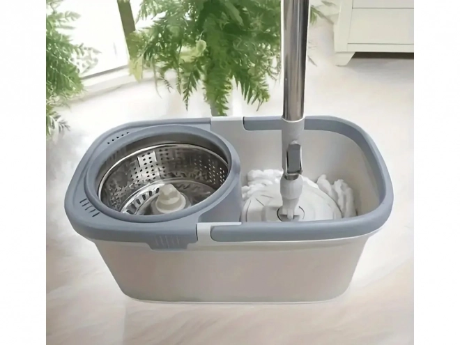 Serpillière rotative avec seau et tampon en microfibre