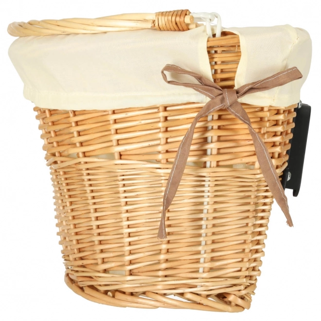 Panier en osier pour vélo avec doublure en tissu blanc