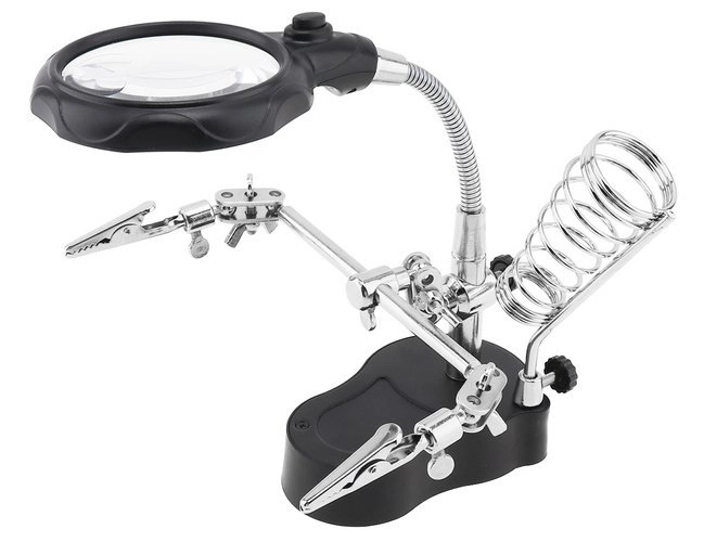 Troisième main avec loupe et éclairage LED